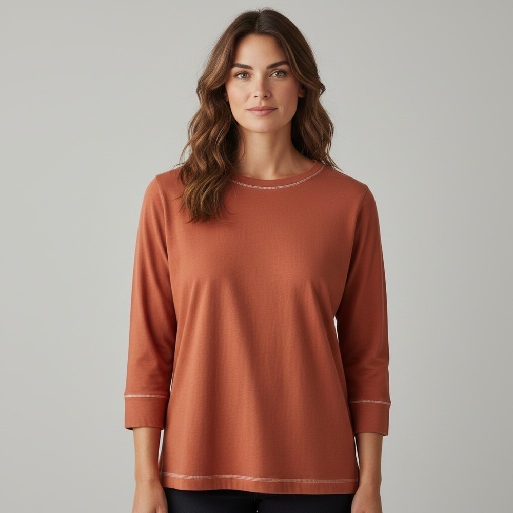 Patagonia 100% Organic Cotton 3/4 Sleeve Top SZ L Minimalist preppy old money